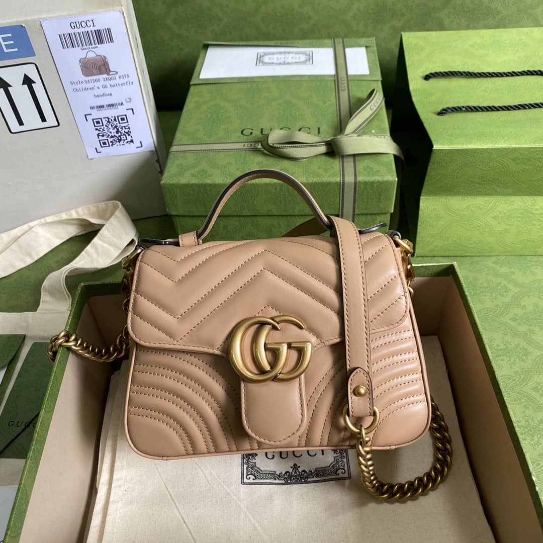 Gvc*1 GG Marmont Mini Leather Top Handle Crossbody Bag 547260 Replica