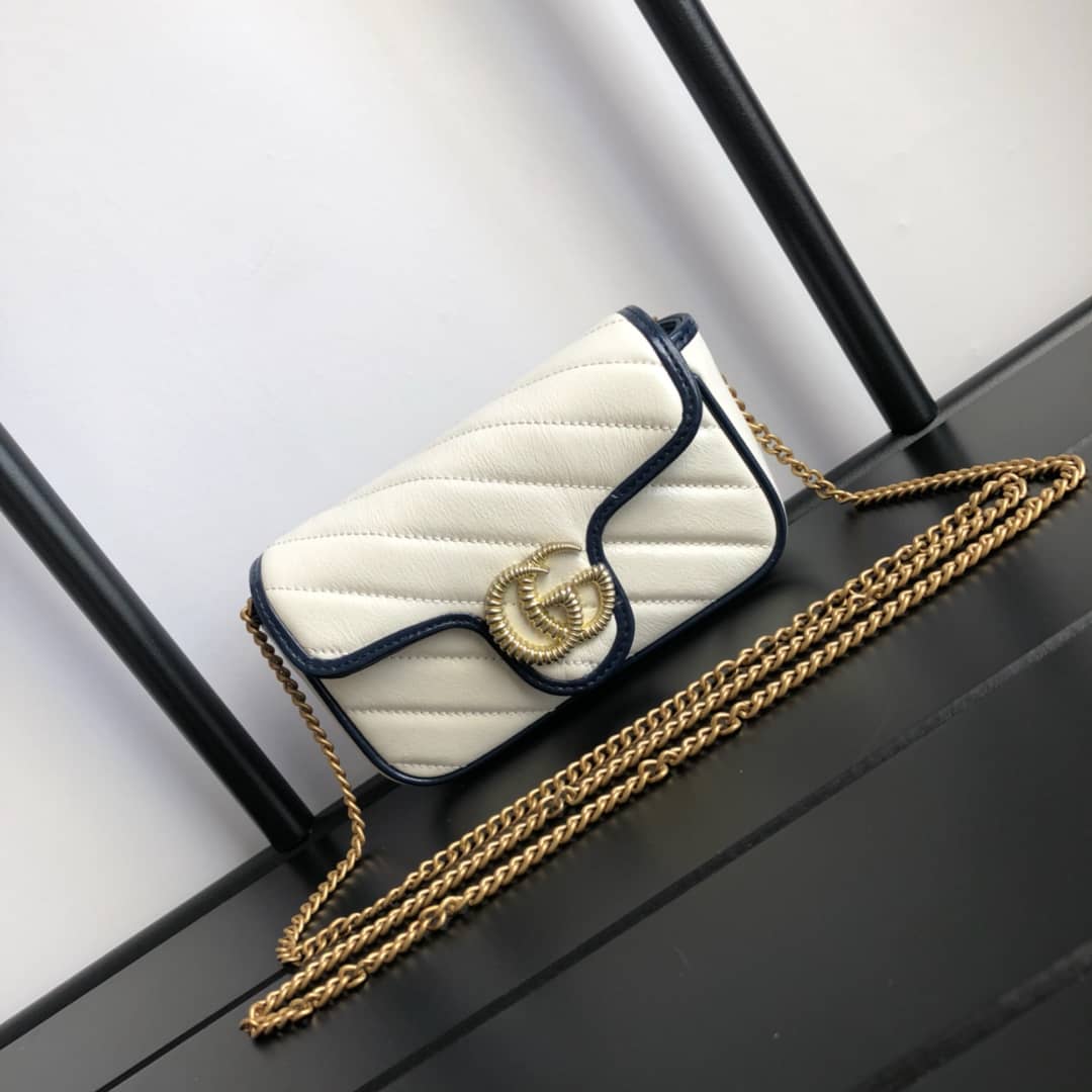 Gvc*1 GG Marmont Mini Matelasse Leather Shoulder Bag Replica White 574969
