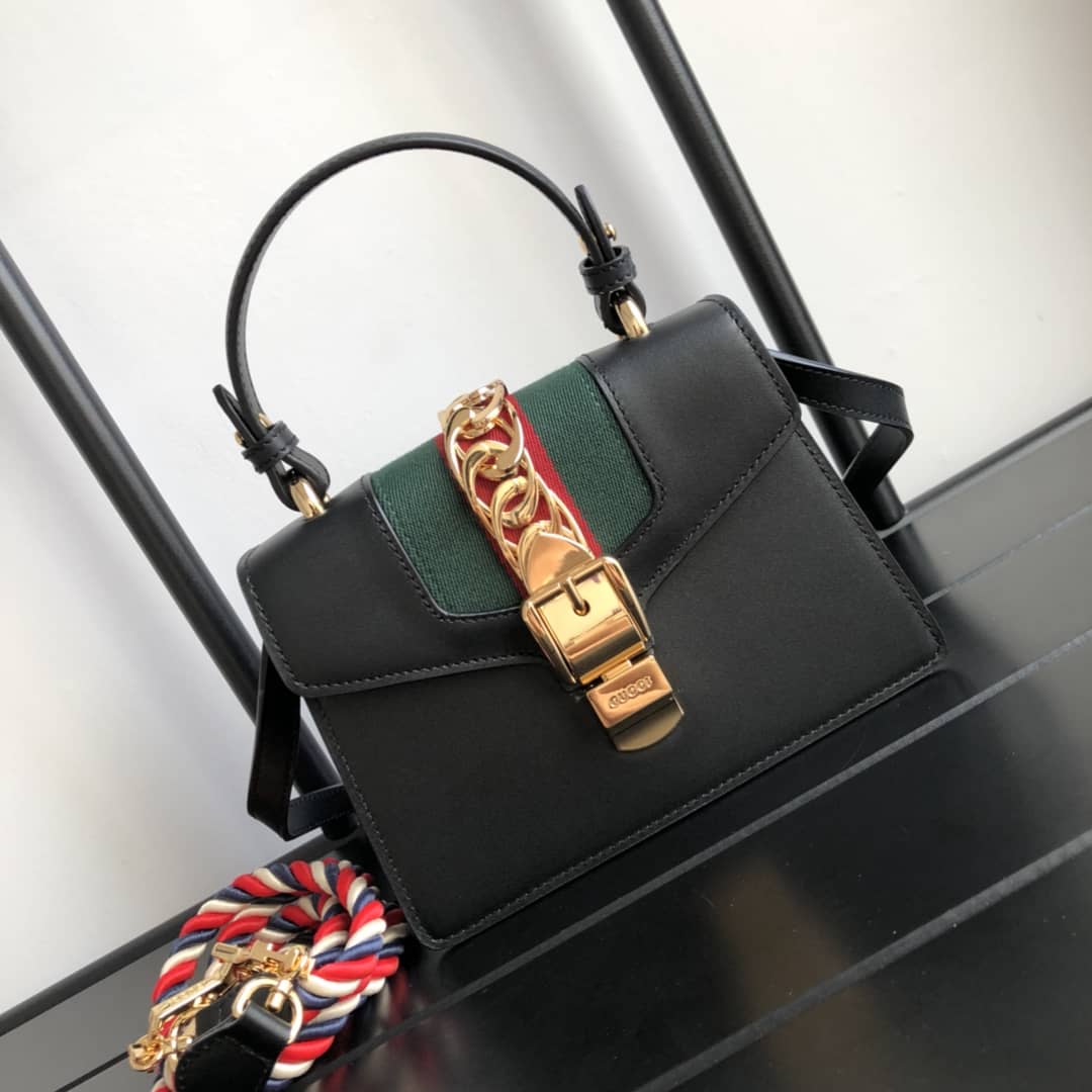 Gvc*1 Sylvie Leather Mini Shoulder Bag Replica White Black 470270