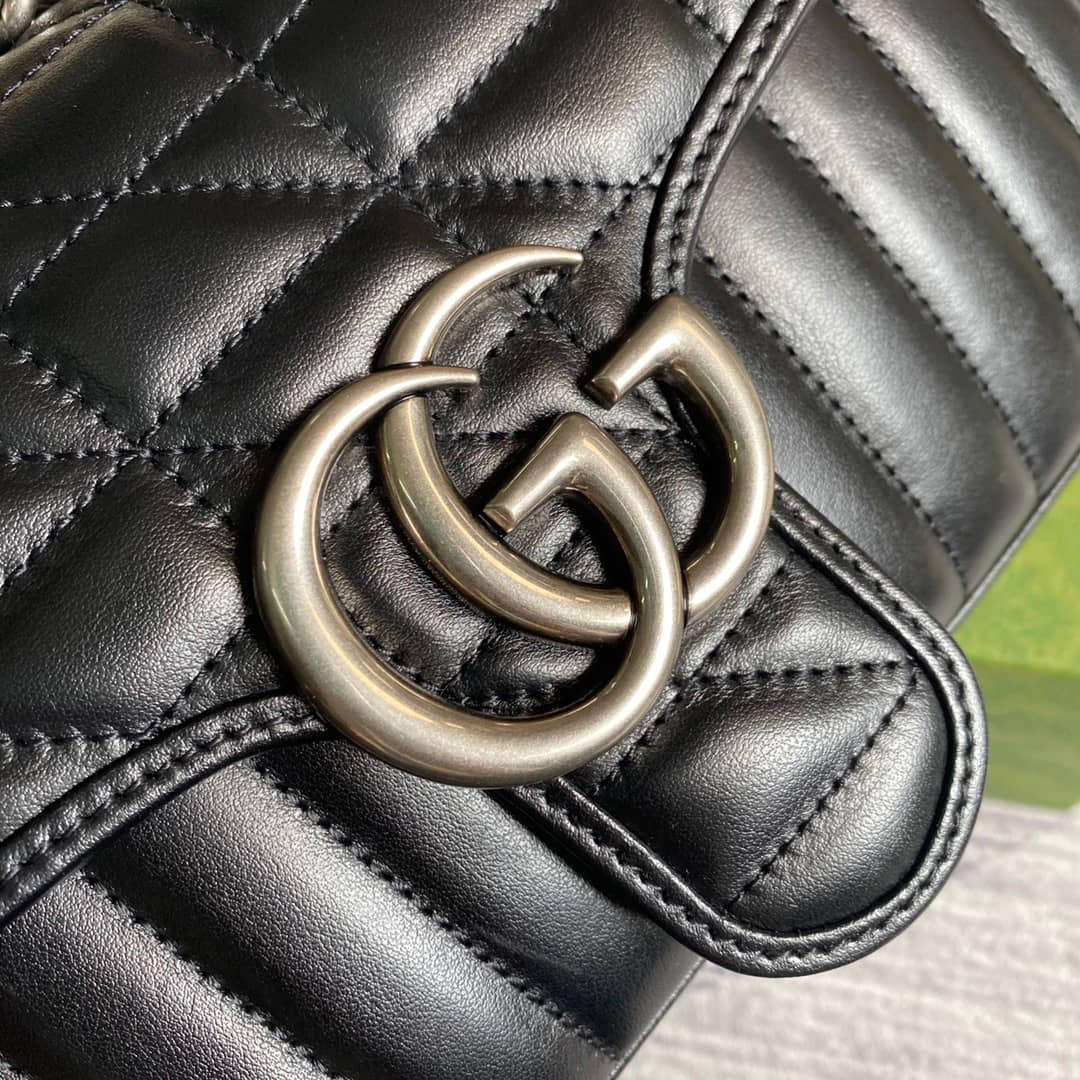 Gvc*1 GG Marmont Matelasse Shoulder Bag Replica Black 443497