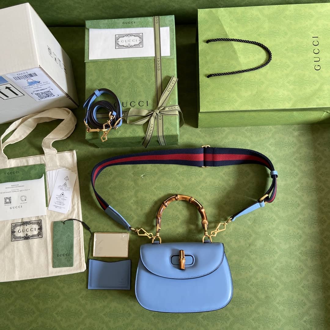 Gvc*1 Bamboo 1947 Small Top Handle Bag Blue 675797 Replica