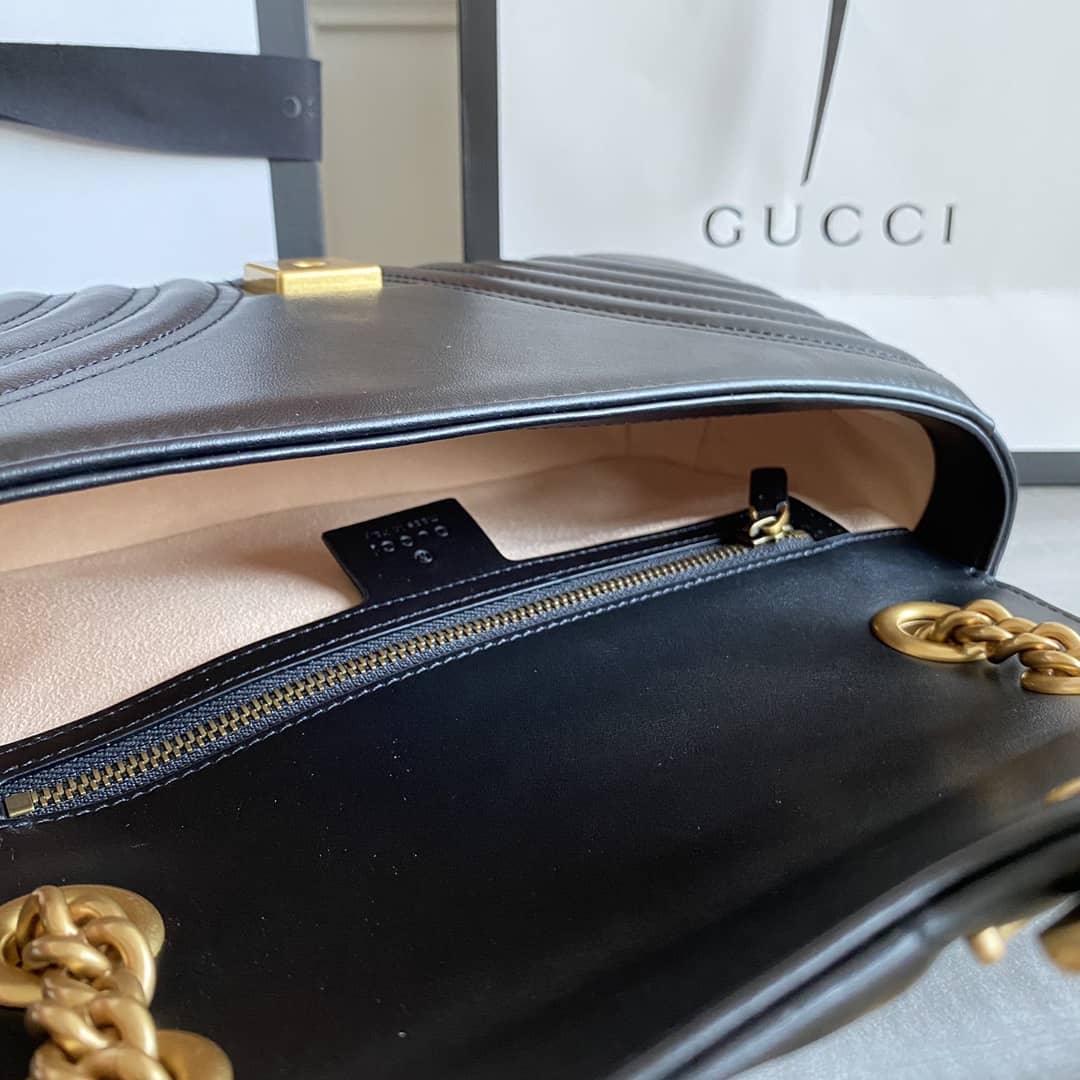 Gvc*1 GG Marmont Matelasse Shoulder Bag Replica Black 443497