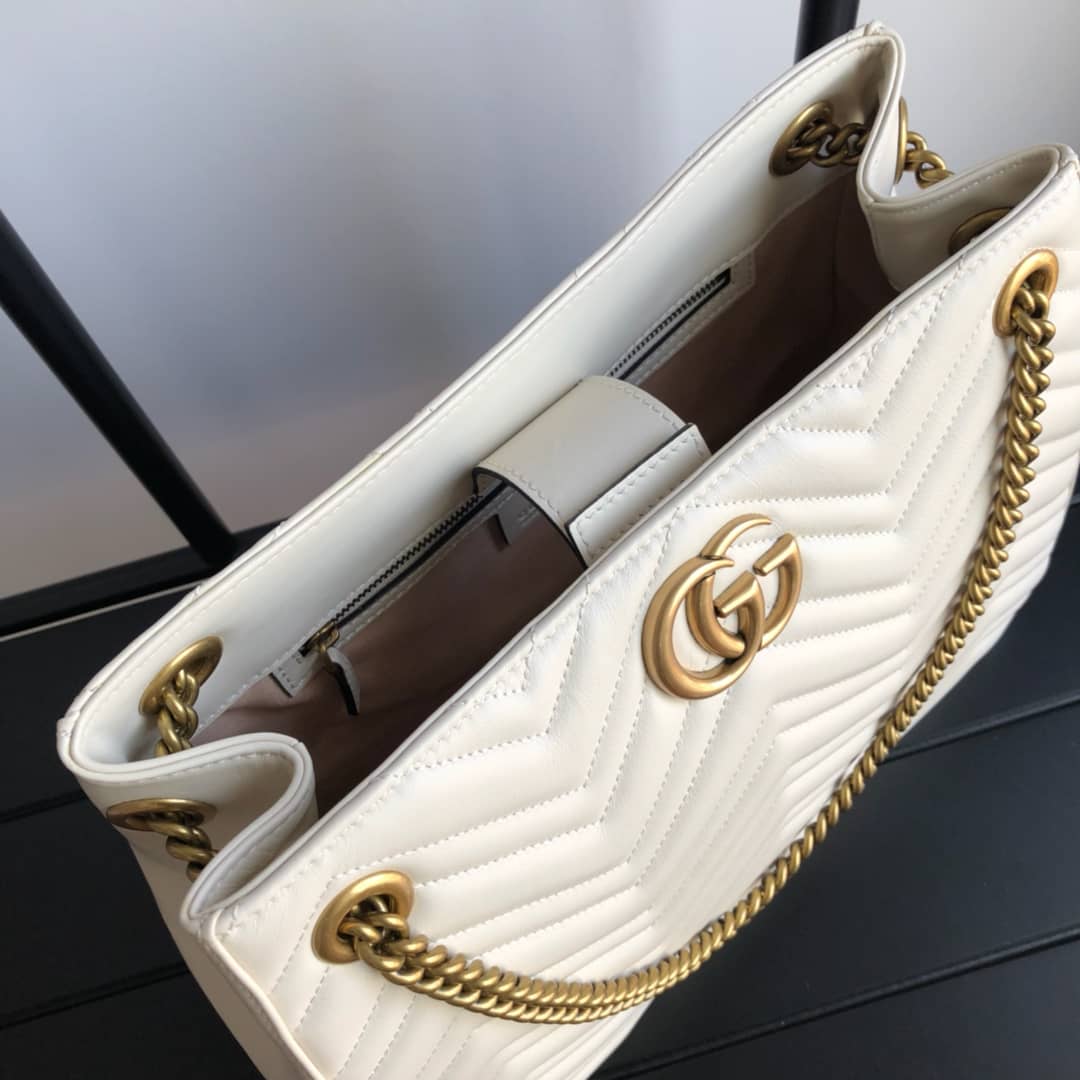 Gvc*1 GG Marmont Chain Shoulder Bag Replica White 453569