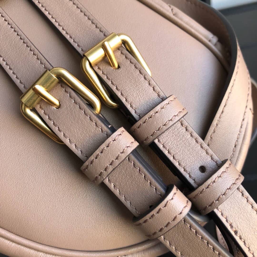 Gvc*1 GG Marmont Matelesse Mini Round Replica Backpack Brown 598594