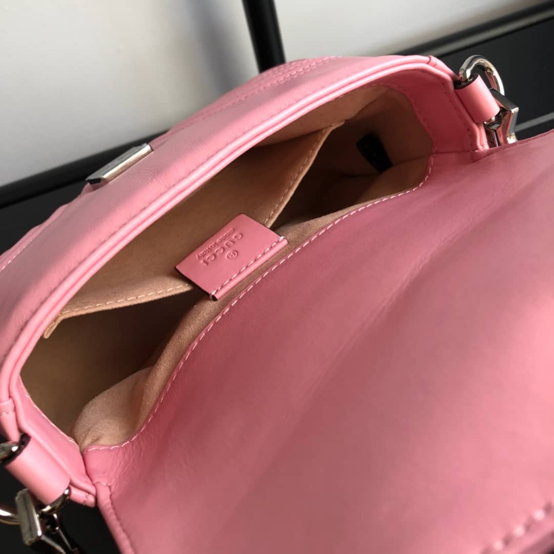 Gvc*1 GG Marmont Mini Leather Top Handle Bag Replica Pink 547260