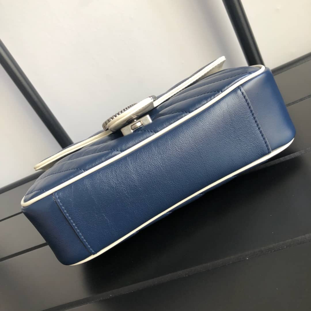 Gvc*1 GG Marmont Mini Matelasse Shoulder Bag Replica Blue 446744