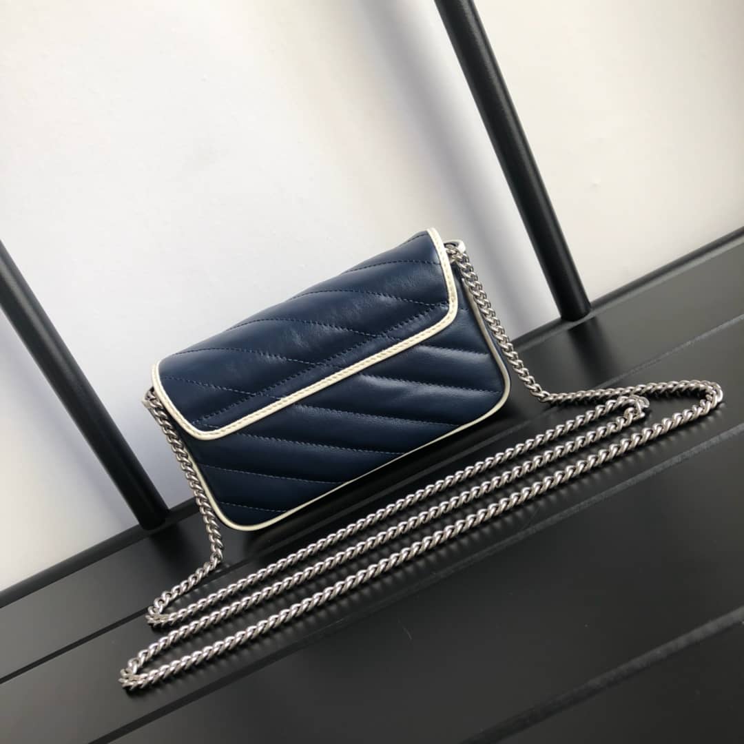 Gvc*1 GG Marmont Mini Matelasse Leather Shoulder Bag Replica Blue 574969