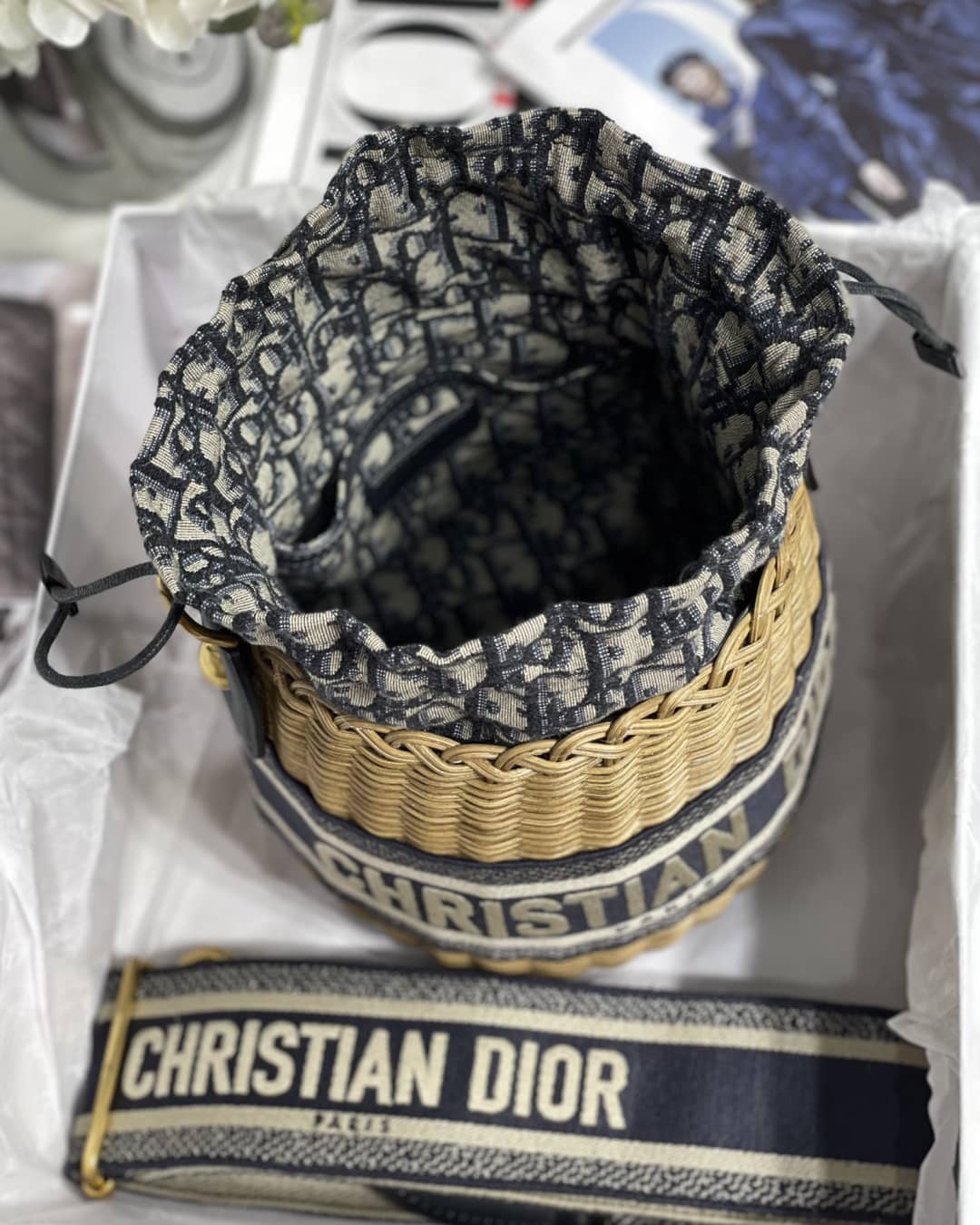 Chr1st1an D10r Oblique D10r Wicker Bucket Bag