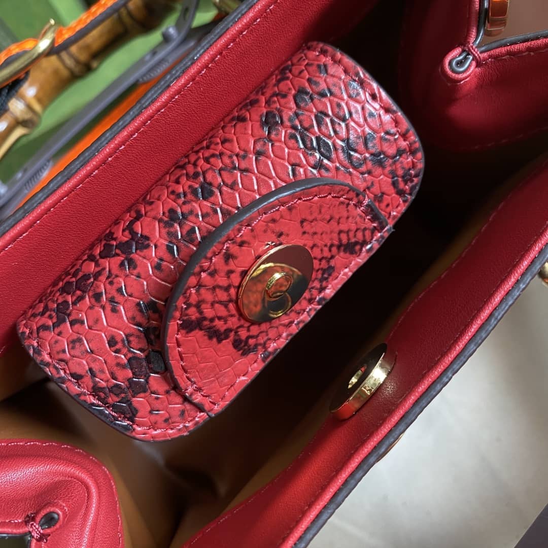 Gvc*1 Diana Mini Bamboo Tote Bag Replica Red 655661