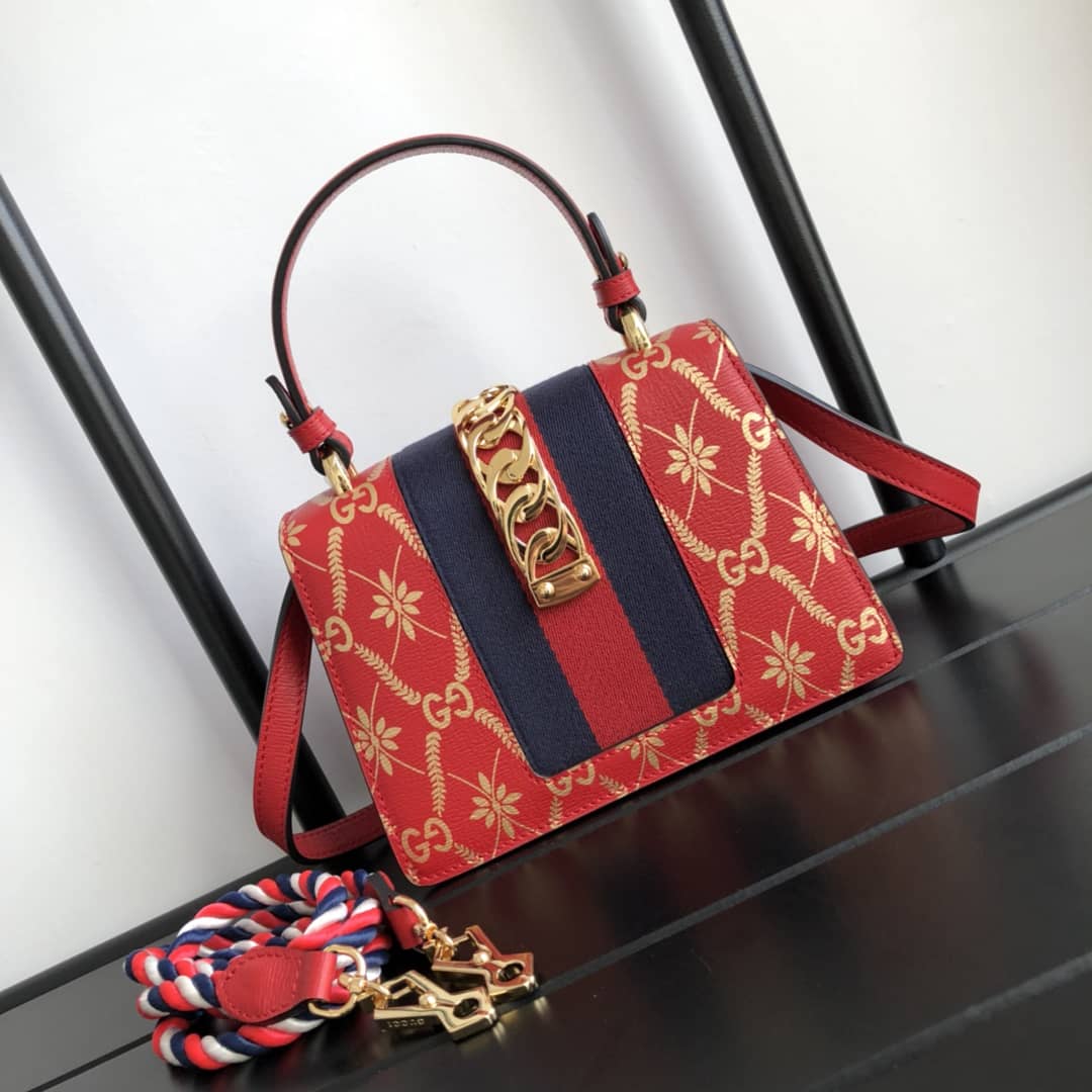 Gvc*1 Sylvie Leather Mini Shoulder Bag Replica White Red 470270