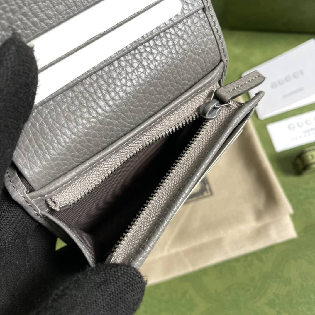 Gvc*1 GG Leather Card Case Wallet Black Replica 456126