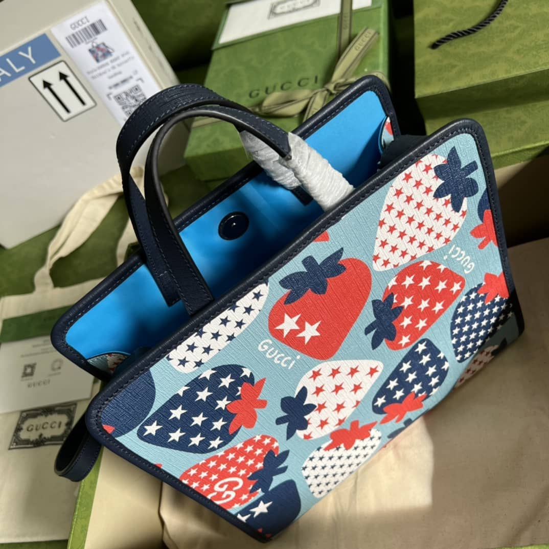 Gvc*1 GG Children Strawberry Print Tote 612992 Replica Bag