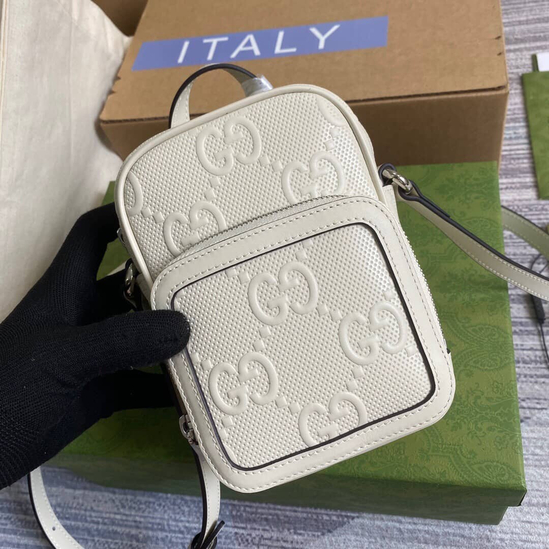 Gvc*1 GG Embossed Mini Bag Replica White 658553