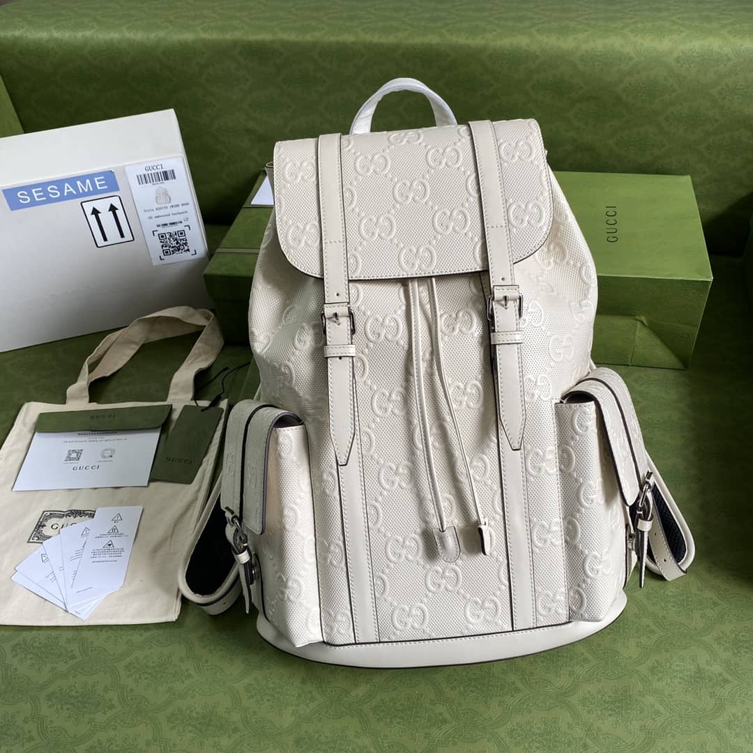 Gvc*1 GG Embossed Backpack Replica White 625770