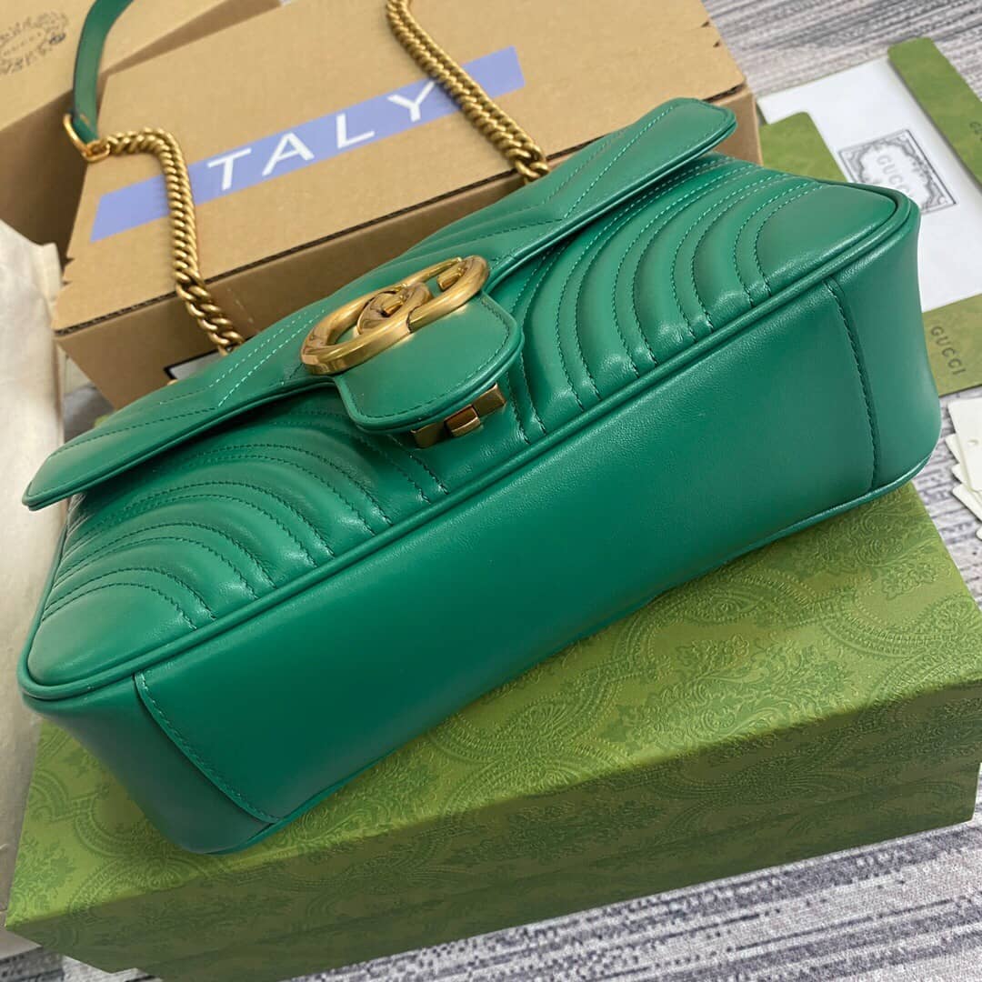 Gvc*1 GG Marmont Matelasse Shoulder Bag Replica Green 443497