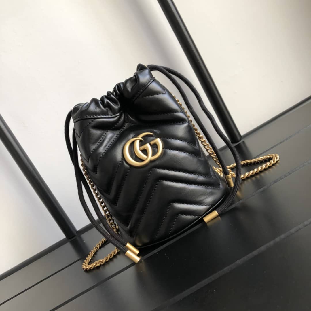 Gvc*1 GG Marmont Mini Bucket Crossbody Bag Replica Black 575163