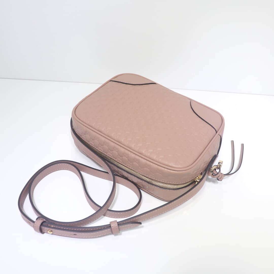 Gvc*1 Bree Gvc*1ssima GG Leather Canvas Camera Bag Replica Apricot 449413
