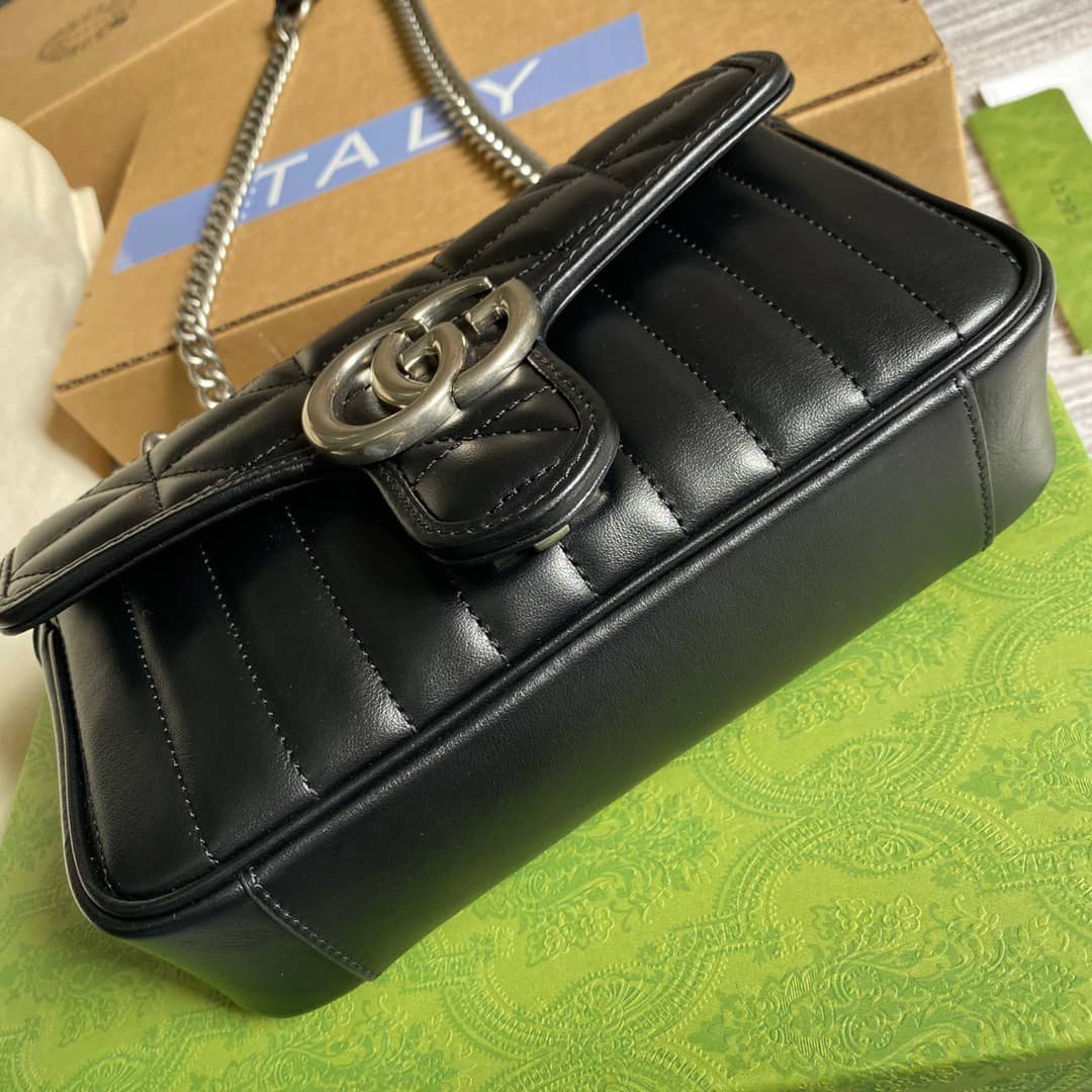 Gvc*1 GG Marmont Mini Matelasse Shoulder Bag Replica Black 446744
