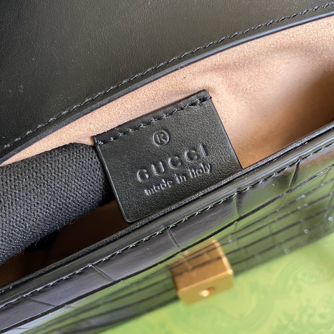 Gvc*1 GG Marmont Mini Leather Top Handle Bag Replica Black 547260