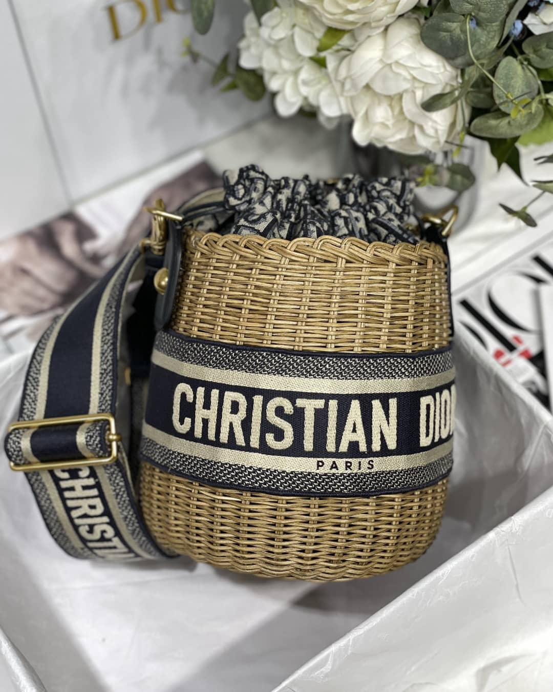 Chr1st1an D10r Oblique D10r Wicker Bucket Bag