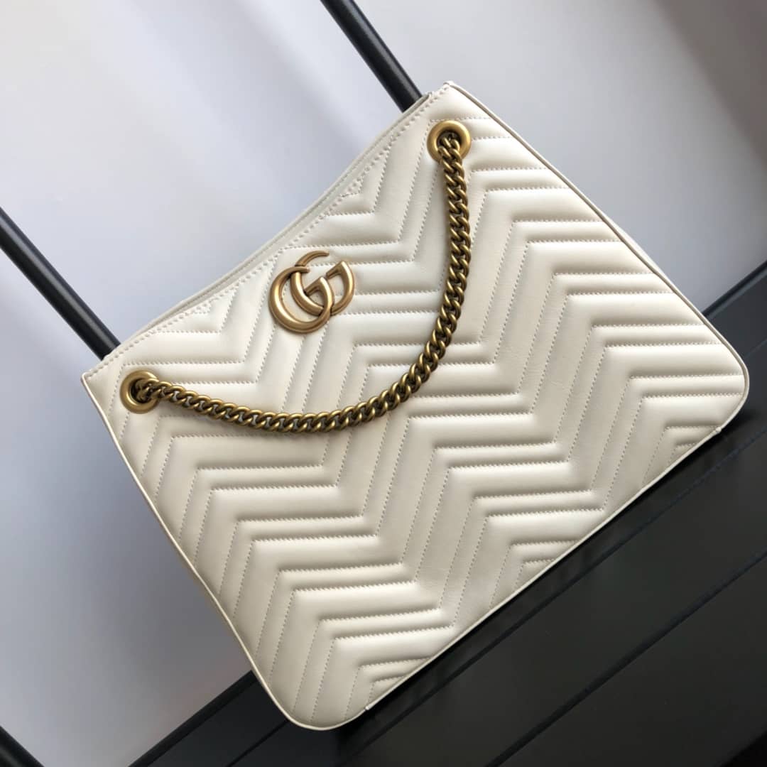 Gvc*1 GG Marmont Chain Shoulder Bag Replica White 453569