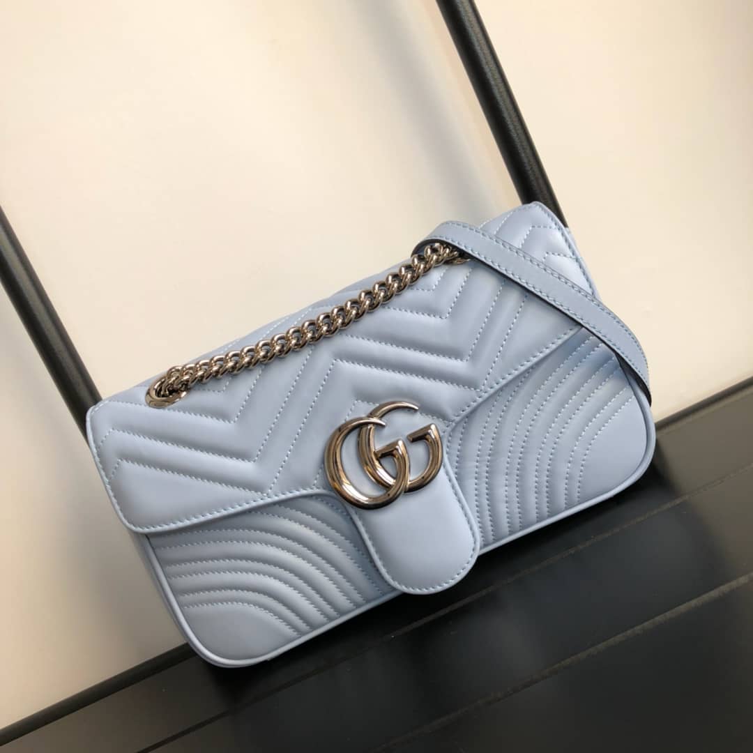 Gvc*1 GG Marmont Matelasse Shoulder Bag Replica Blue 443497
