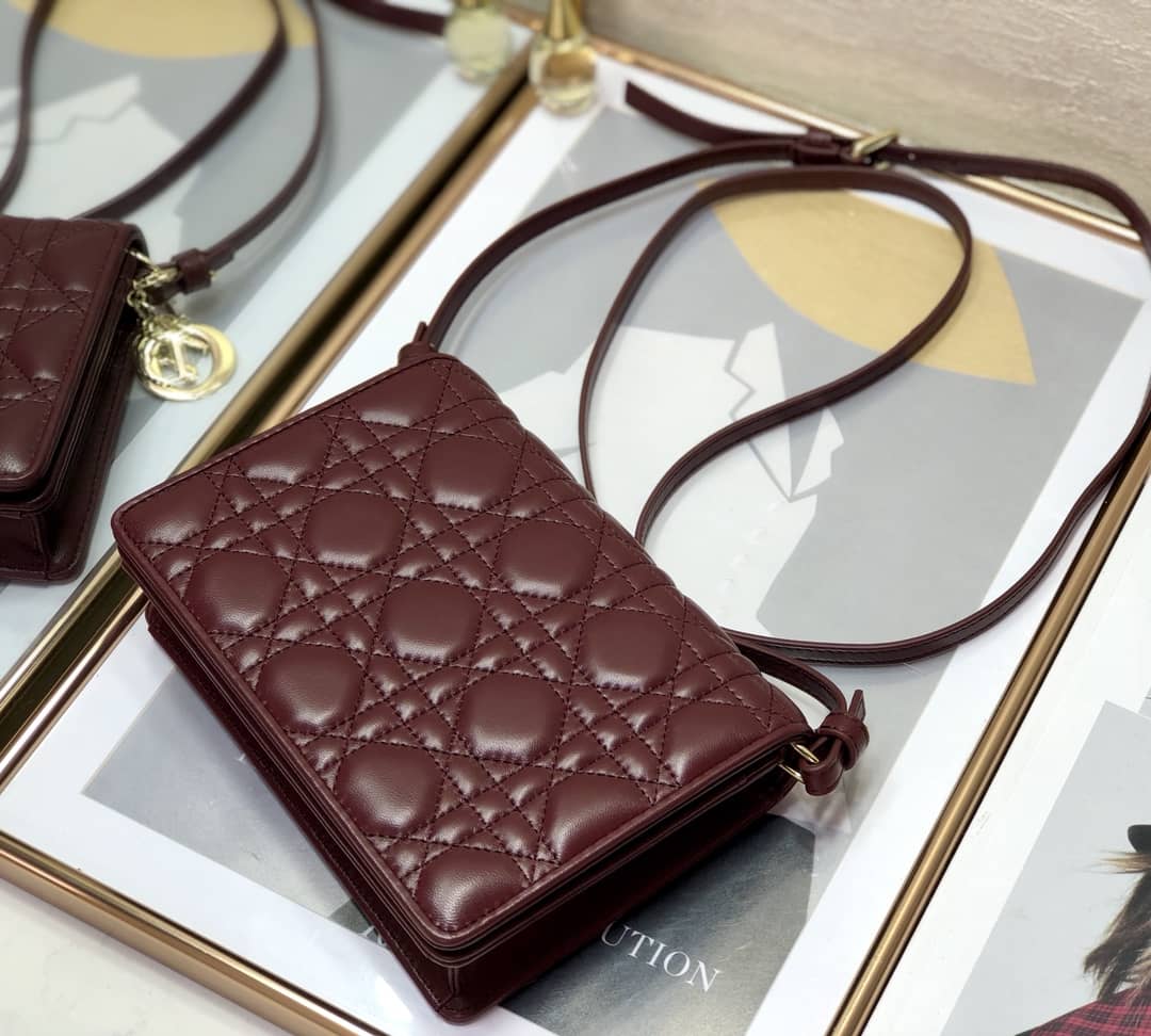 Lady D10r Dupe Cannage Calfskin Pouch