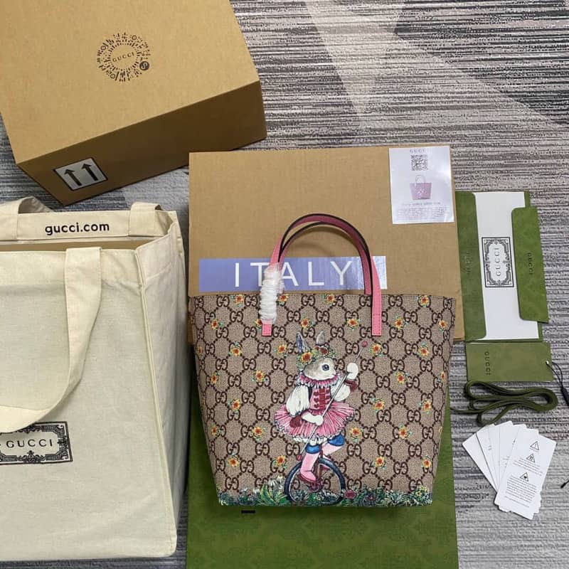 Gvc*1 Children GG Svp*me Canvas Replica Tote Brown 410812