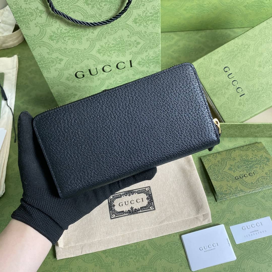 Gvc*1 GG Marmont Leather Zip Around Wallet Replica 428736