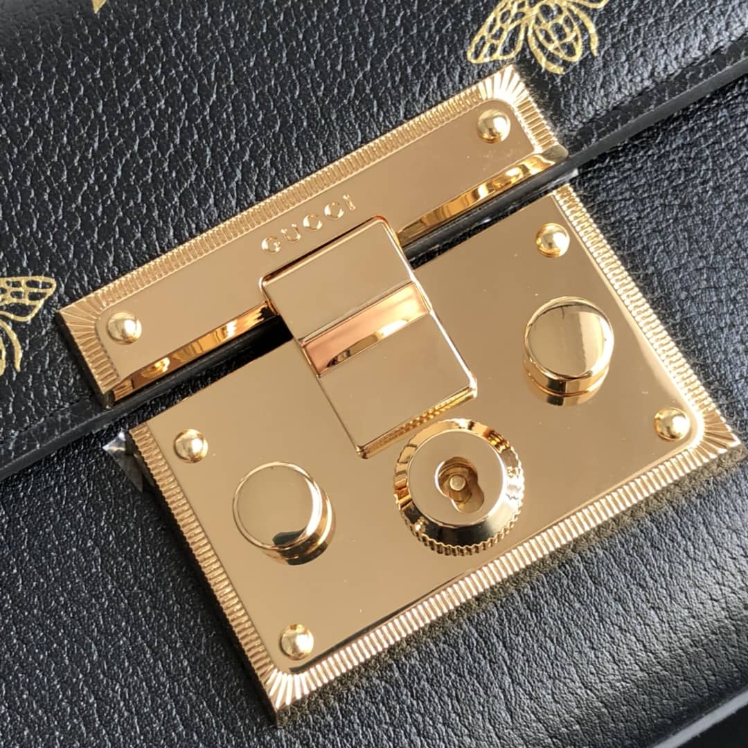 Gvc*1 Padlock Bee Star Small Shoulder Bag Replica Black 432182