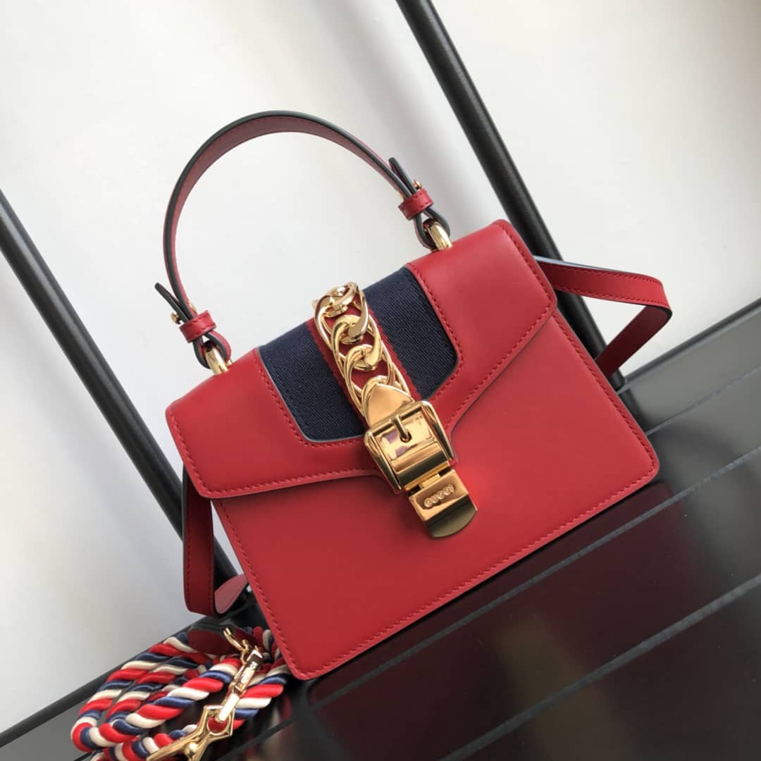 Gvc*1 Sylvie Leather Mini Shoulder Bag Replica White Red 470270