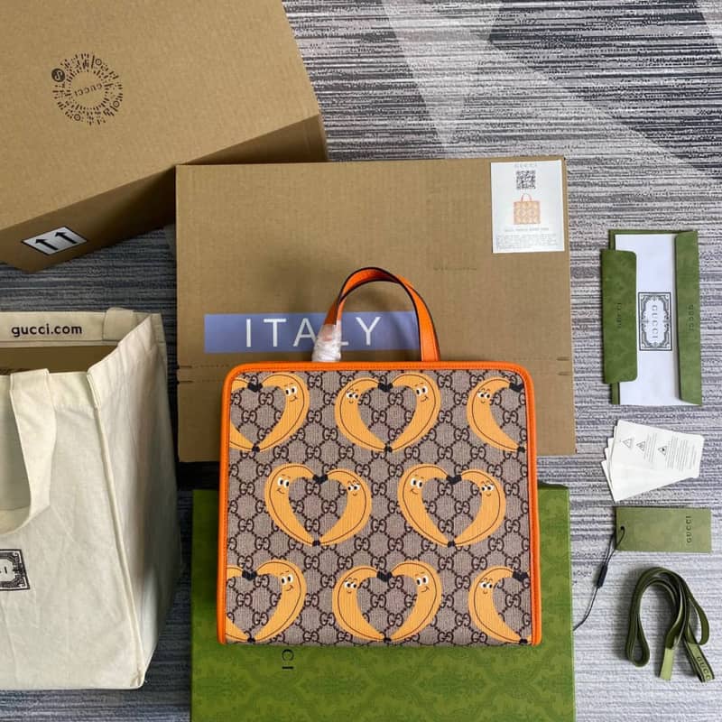 Gvc*1 GG Svp*me Kids Girl Tote Replica Orange 605614