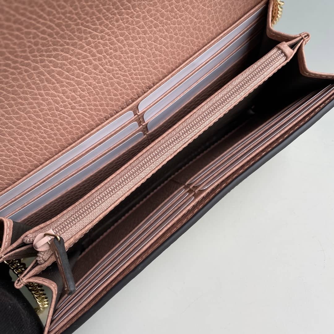 Gvc*1 GG Marmont Leather Chain Wallet Replica 546585