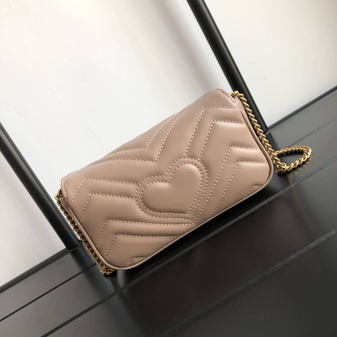 Gvc*1 GG Marmont Matelasse Leather Mini Shoulder Bag Replica Apricot 476433