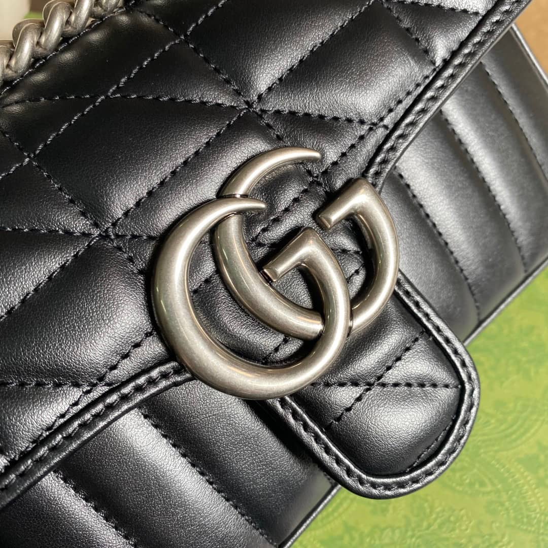 Gvc*1 GG Marmont Mini Matelasse Shoulder Bag Replica Black 446744