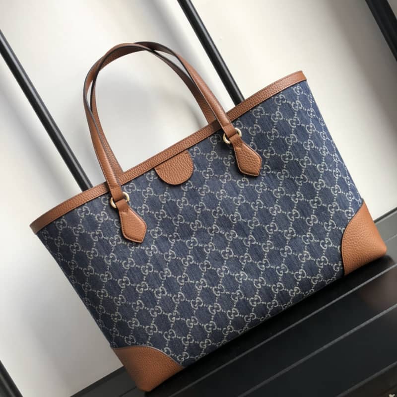 Gvc*1 Ophidia Leather Tote Replica Blue 631685