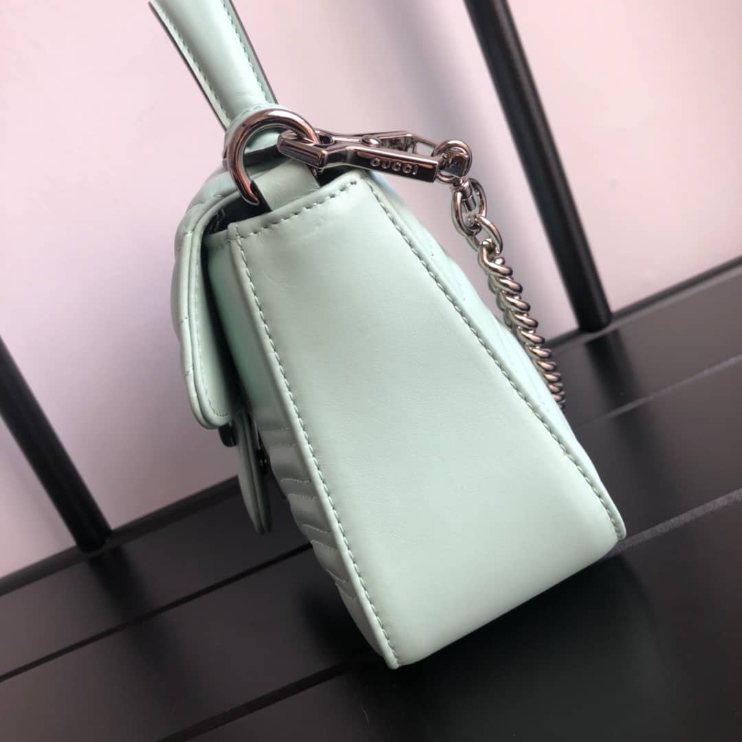 Gvc*1 GG Marmont Mini Leather Top Handle Bag Replica Green 547260