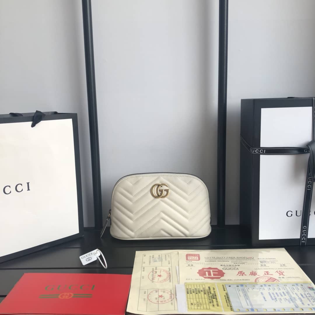 Gvc*1 GG Marmont Quilted Vanity Bag Replica White 625690