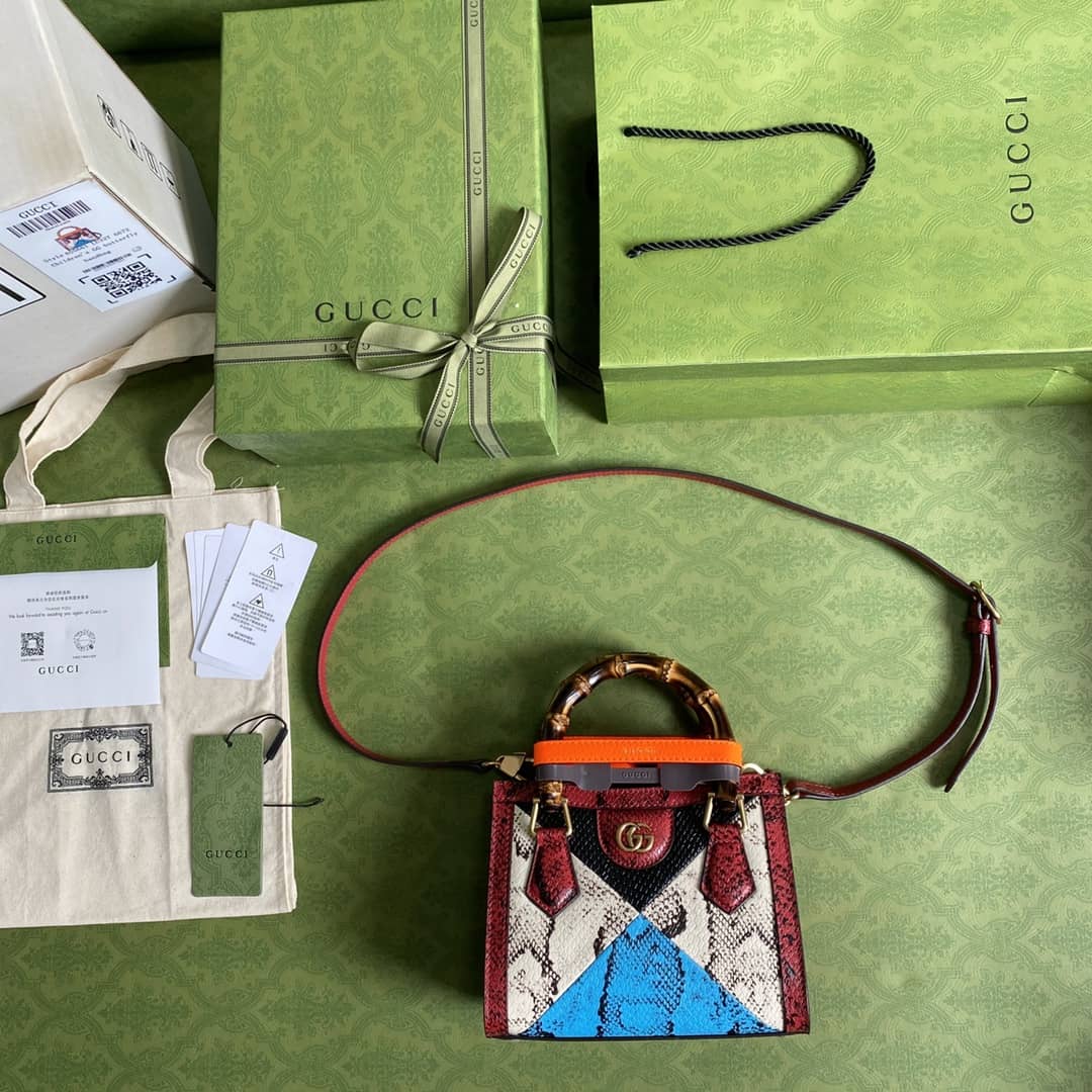 Gvc*1 Diana Mini Bamboo Tote Bag Replica Red 655661