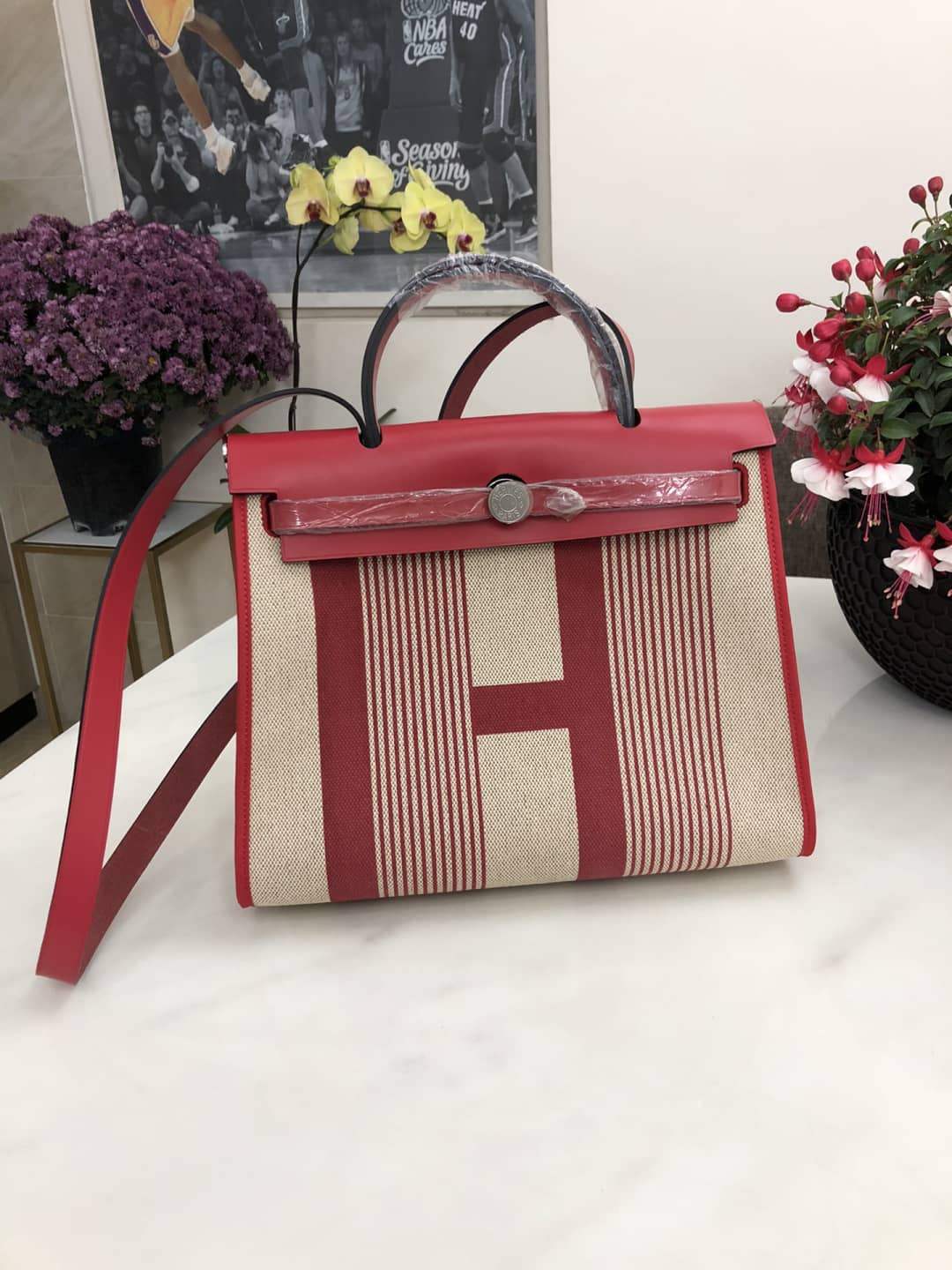 Replica H**me5 Birkin Bag 31 Canvas Leather HerBag