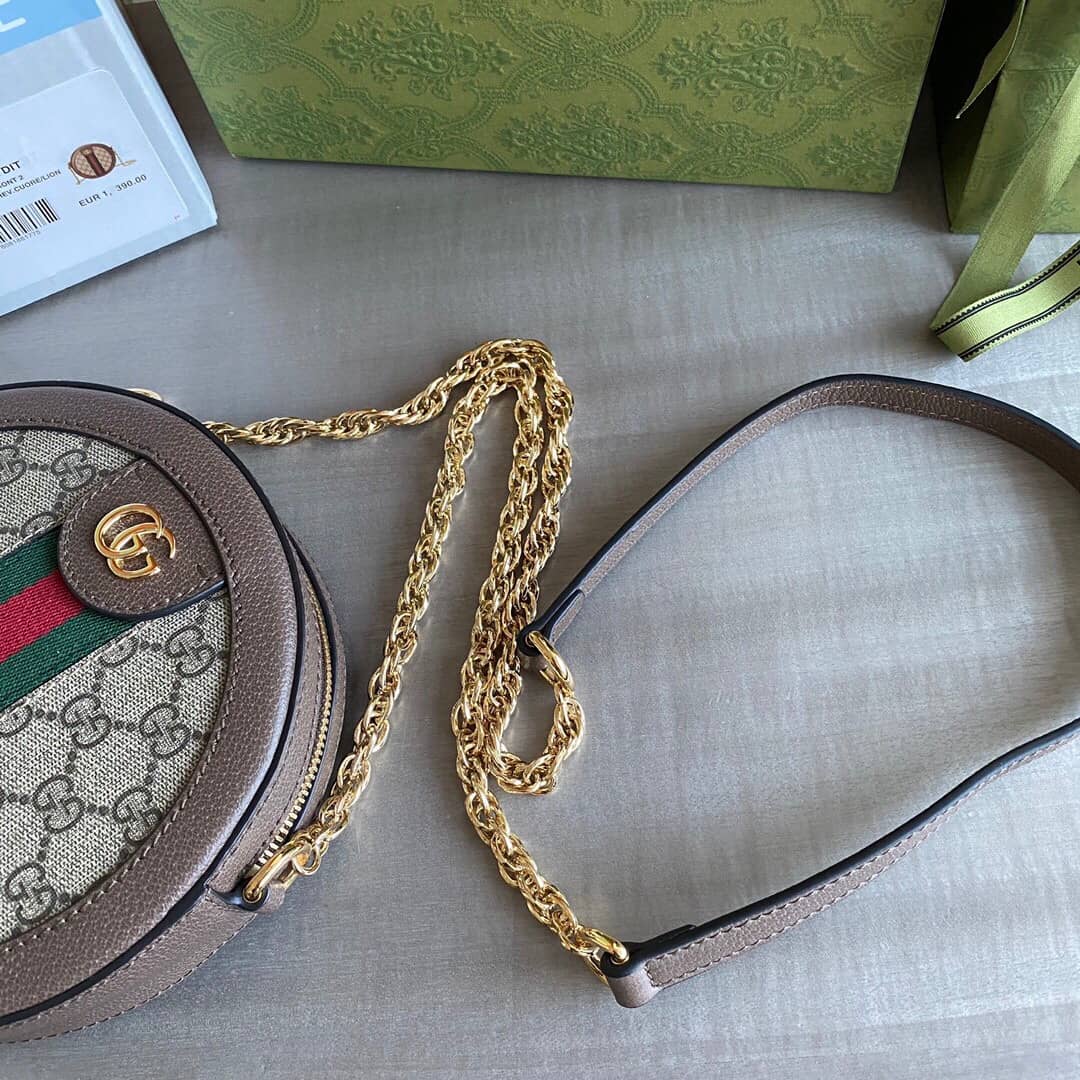 Gvc*1 Ophidia Mini Round Shoulder Bag Replica Brown 550618