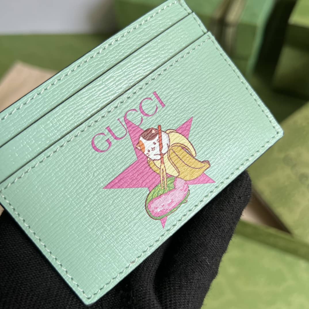 Gvc*1 Star Bananya Print Card Case Green 701064 Replica Wallet