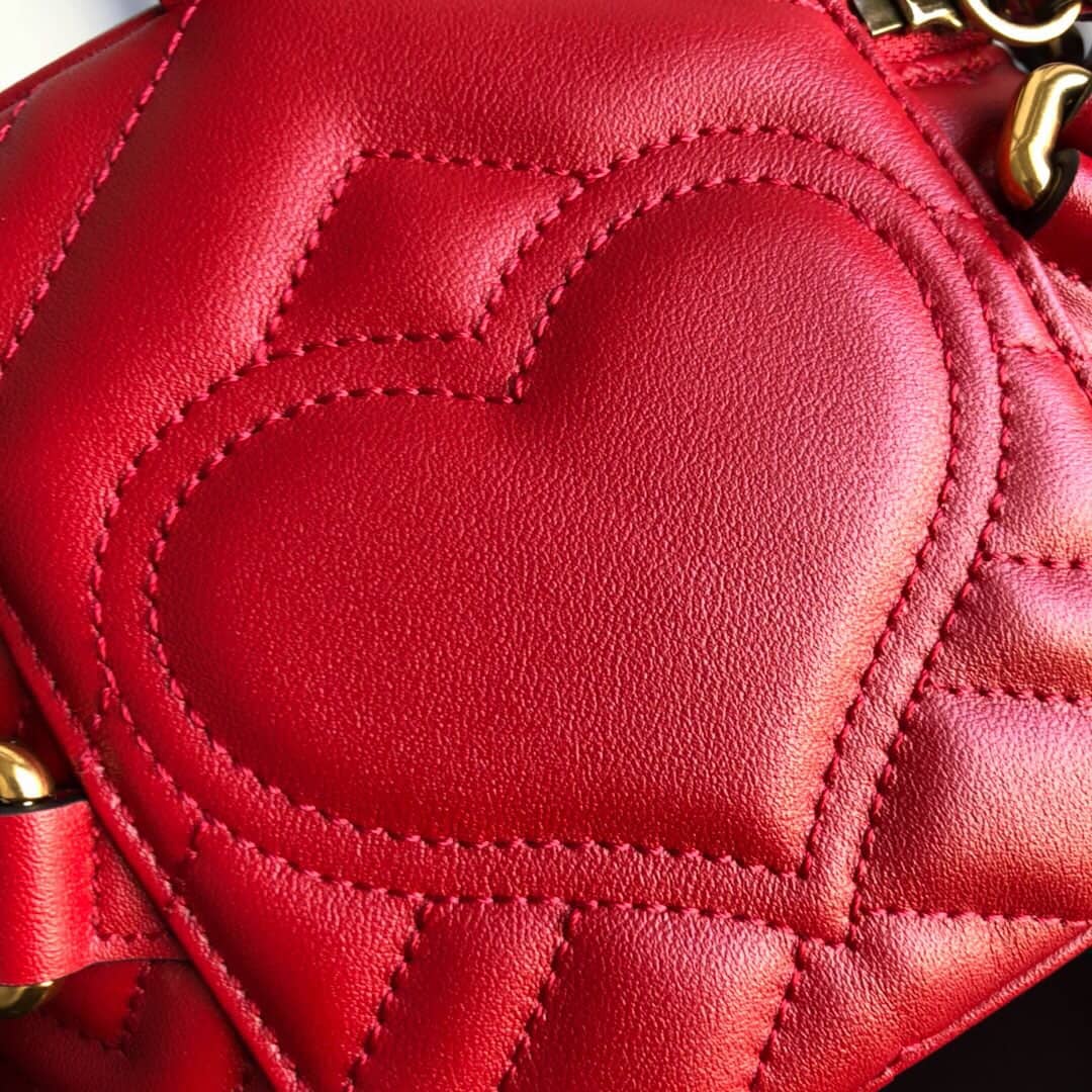 Gvc*1 GG Marmont Matelesse Mini Round Replica Backpack Red 598594