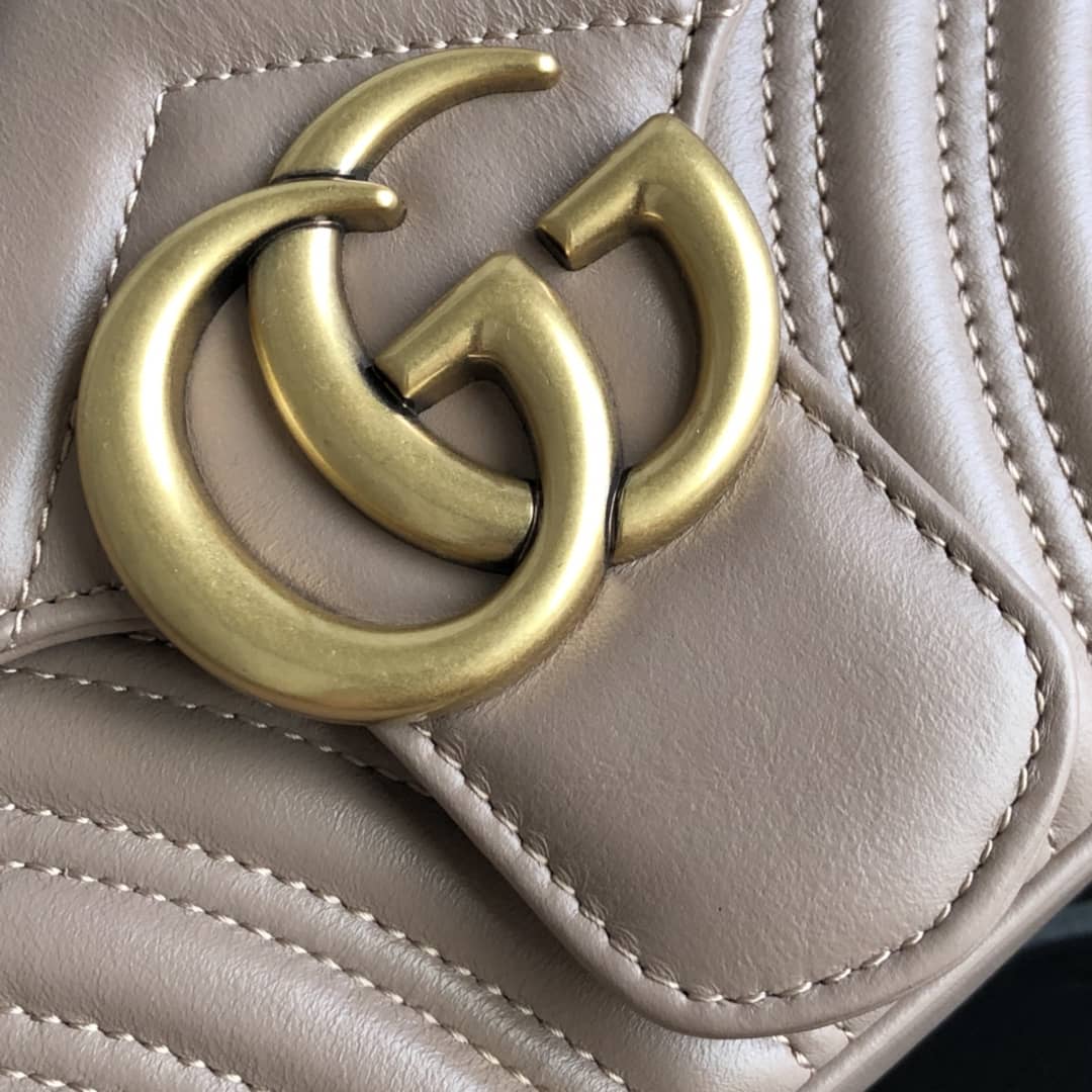 Gvc*1 GG Marmont Matelasse Shoulder Bag Replica Khaki 443497