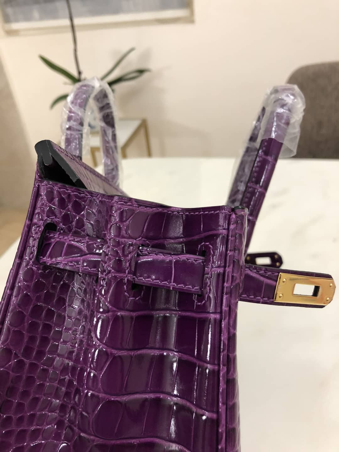 H**me5 Birkin 25CM Crocodile Shiny Replica Bag