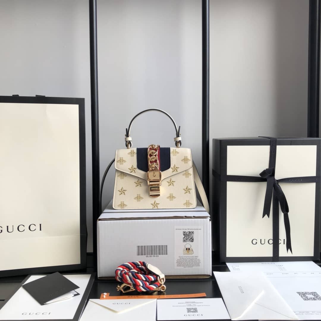 Gvc*1 GG Sylvie Mini Shoulder Bag Replica White 470270