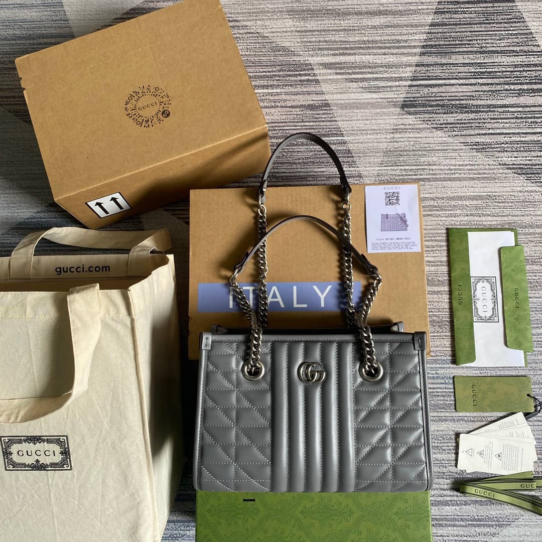 Gvc*1 GG Marmont Small Tote Bag Replica Gray 681483