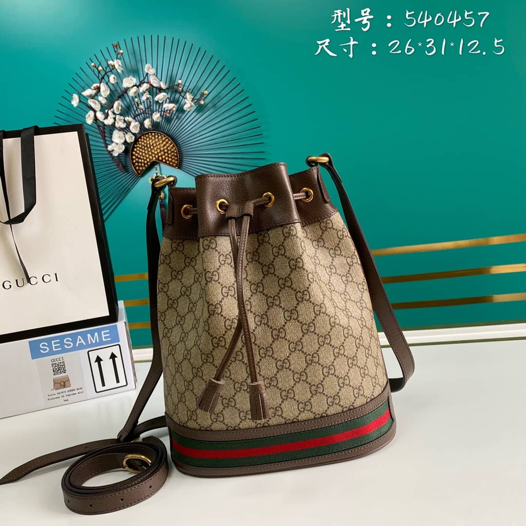 Gvc*1 Ophidia GG Svp*me Leather Bucket Bag Replica 540457