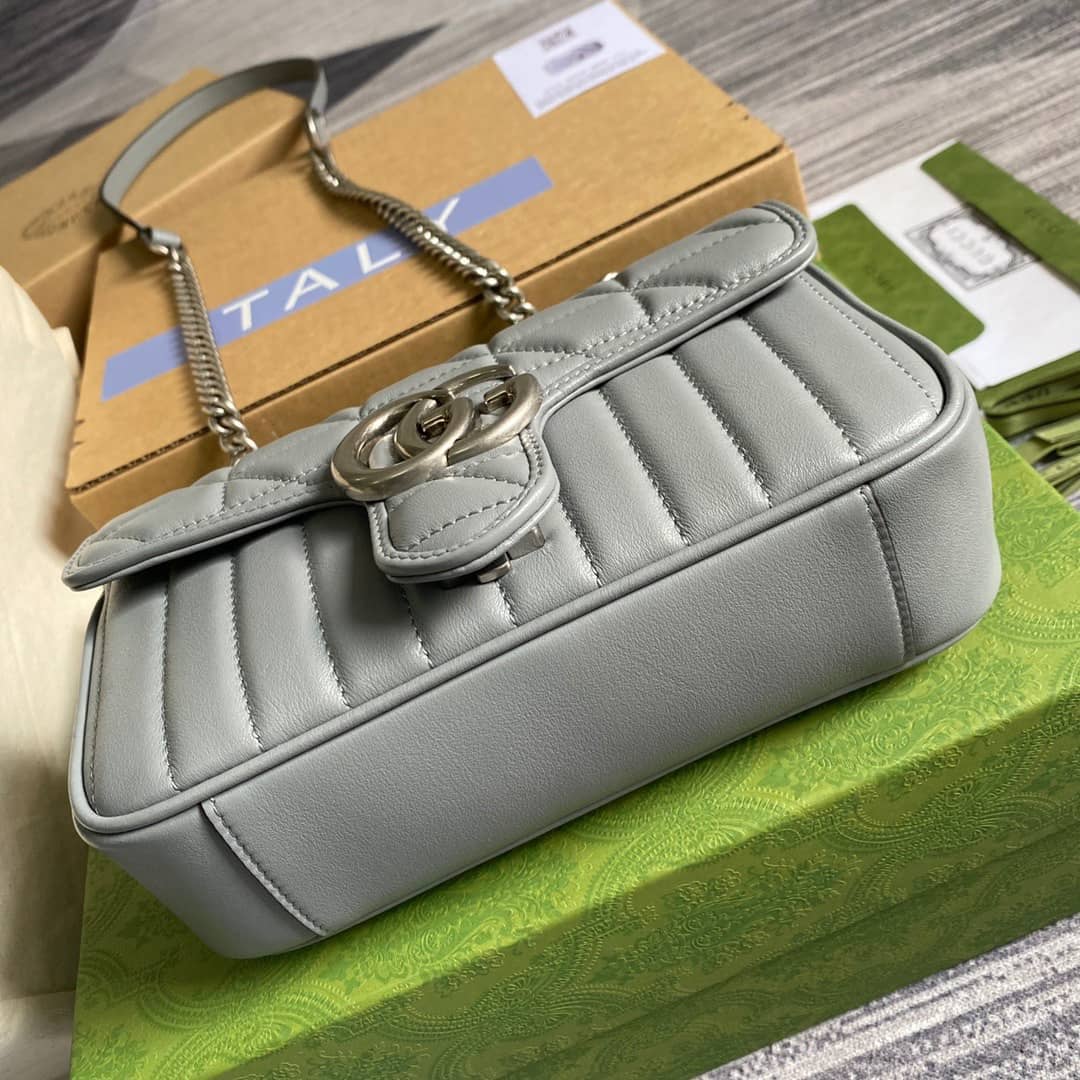 Gvc*1 GG Marmont Mini Matelasse Shoulder Bag Replica Gray 446744