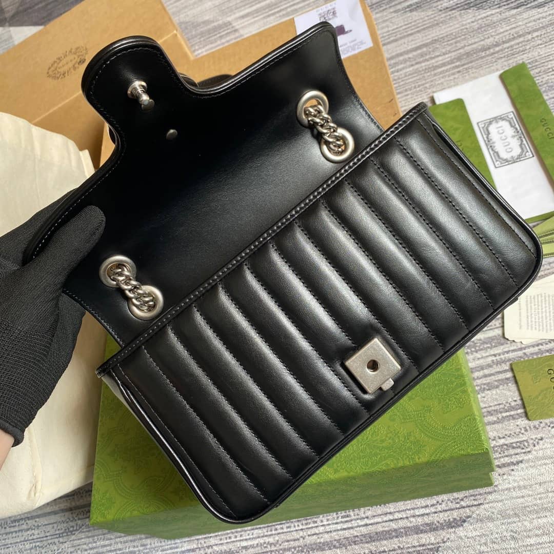Gvc*1 GG Marmont Matelasse Shoulder Bag Replica Black 443497